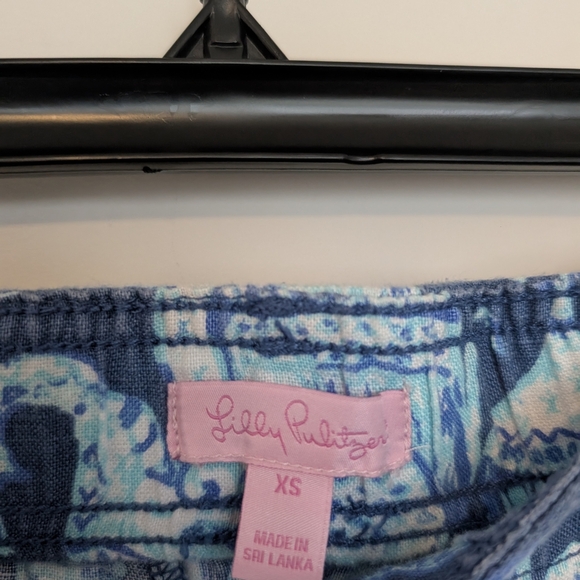 Lilly Pulitzer XS Florita Linen Pant Deep Indigo Elephants Blue White Pull On - Picture 3 of 13